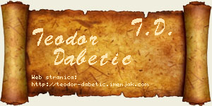 Teodor Dabetić vizit kartica